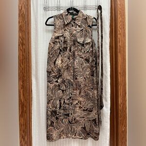 LAUREN RALPH LAUREN Linen Floral Print Sleeveless Shirt Dress Size 8